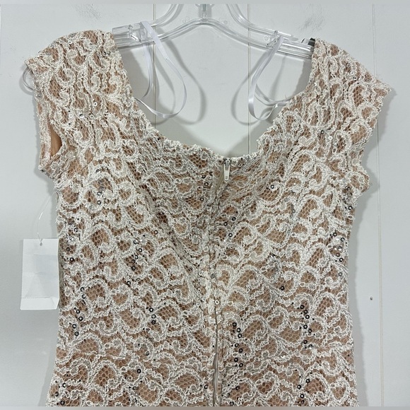 NWOT B Darlin Juniors Beige Sequins Lace Formal Long Dress Sweetheart Size 15/16 - Picture 2 of 11